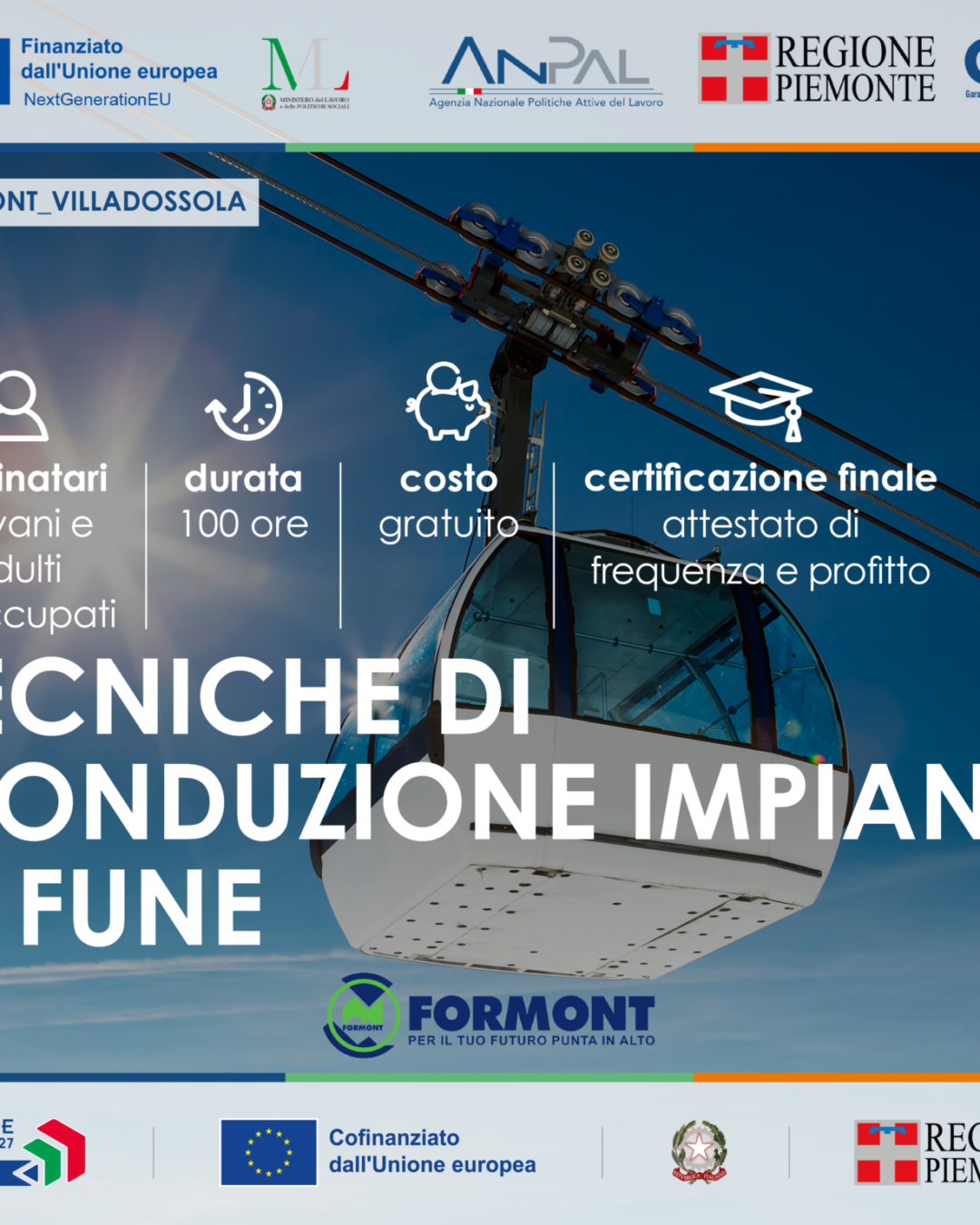 VILLADOSSOLA: TECNICHE DI CONDUZIONE IMPIANTI A FUNE Corso gratuito – GOL