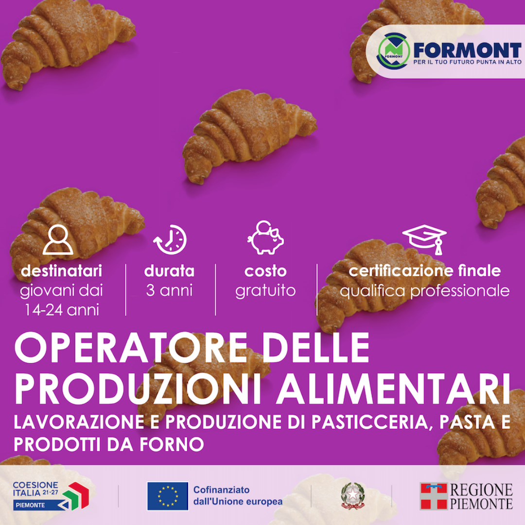 VALSUSA: OPERATORE DELLE PRODUZIONI ALIMENTARI-LAVORAZIONE E PRODUZIONE DI PASTICCERIA, PASTA E PRODOTTI DA FORNO