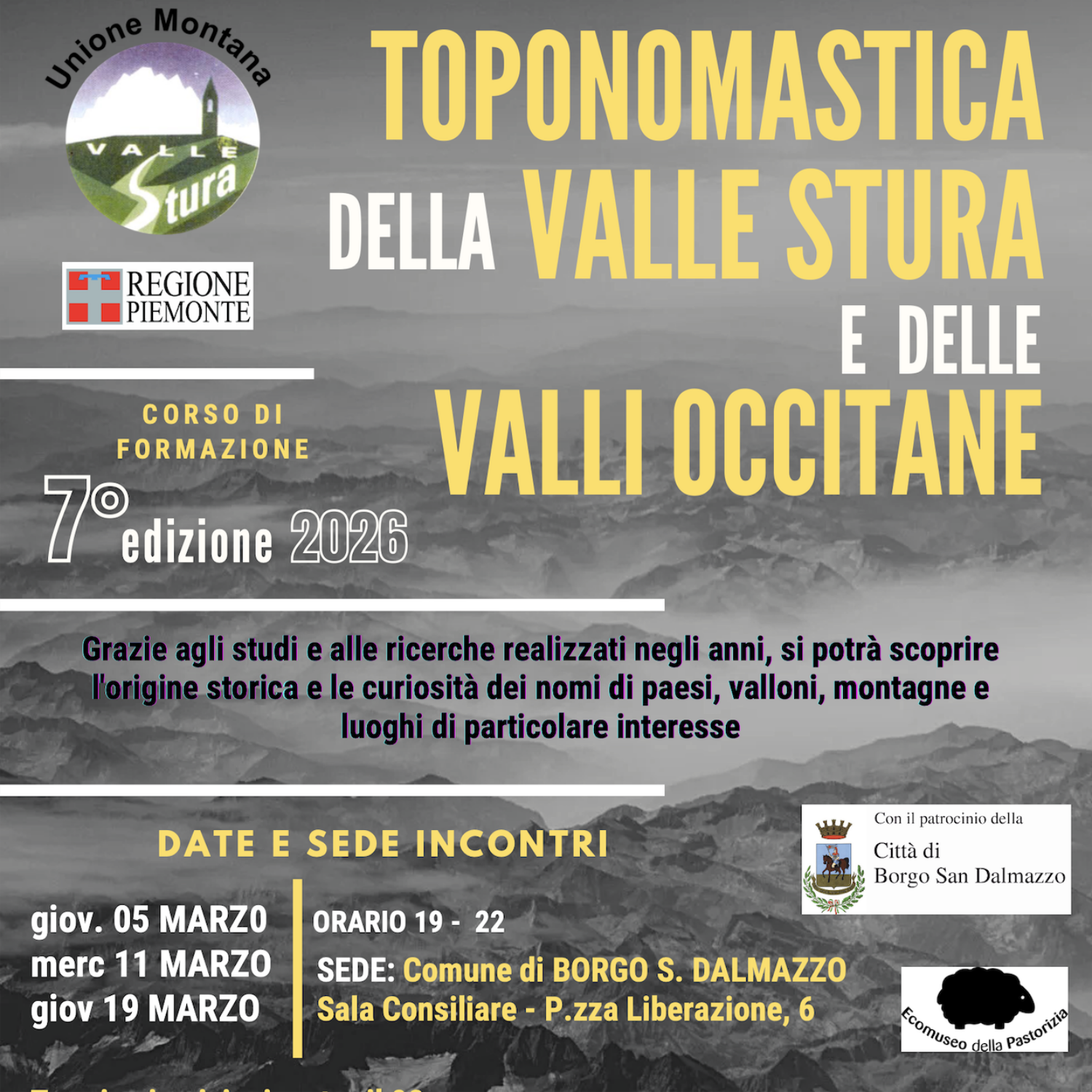 TOPONOMASTICA della Valle Stura e delle Valli Occitane – 7° edizione